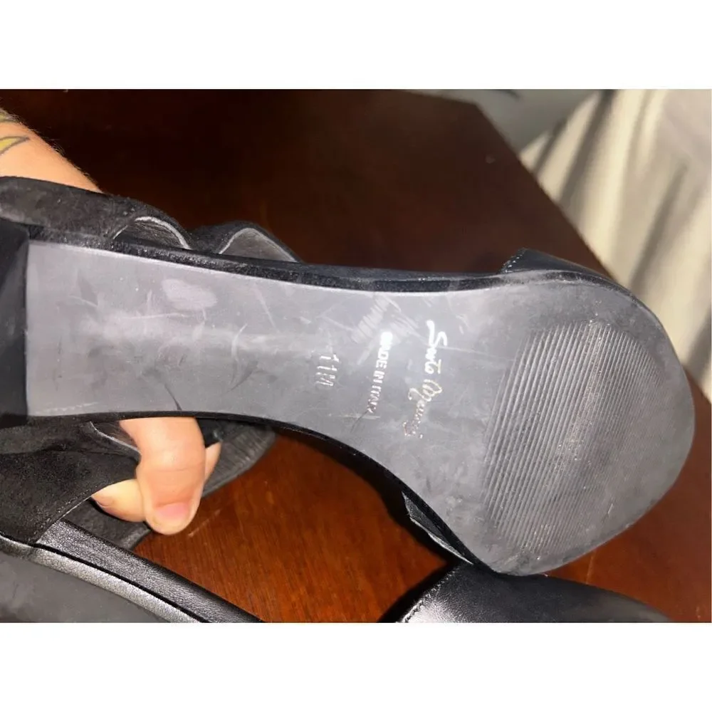 Sesto meucci black hair calf ankle strap heels size